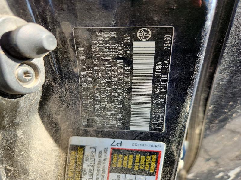 Aukcja sprzedaży 2012 Toyota Camry, vin: 4T1BF1FK5CU541981, numer aukcji: 54924396