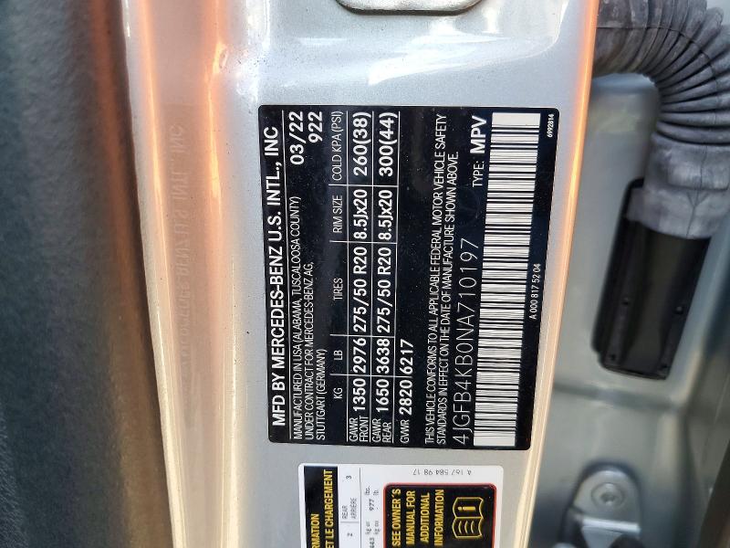 49636776 :رقم المزاد ، 4JGFB4KB0NA710197 vin ، 2022 Mercedes-benz Gle مزاد بيع