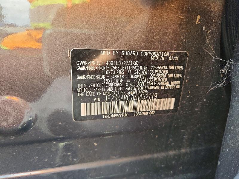 Aukcja sprzedaży 2021 Subaru Forester, vin: JF2SKARC7MH492119, numer aukcji: 48719006