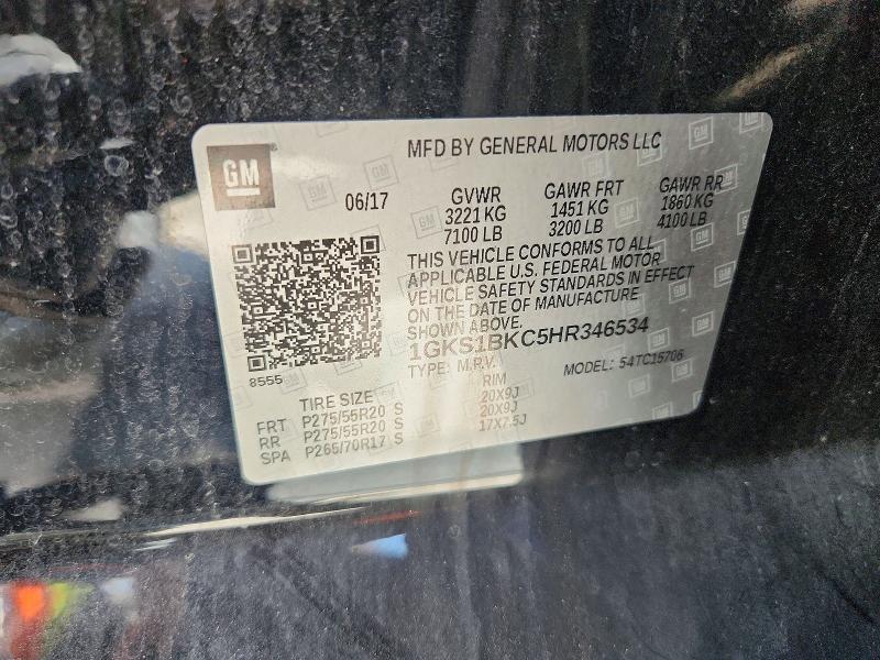 Aukcja sprzedaży 2017 Gmc Yukon, vin: 1GKS1BKC5HR346534, numer aukcji: 48672936
