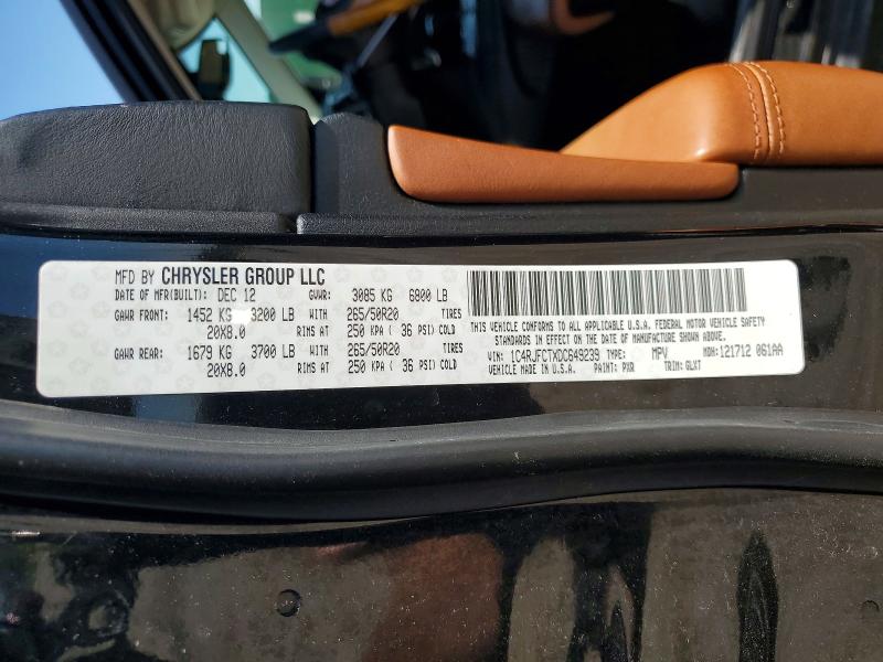 47947426 :رقم المزاد ، 1C4RJFCTXDC649239 vin ، 2013 Jeep Grand Cherokee مزاد بيع