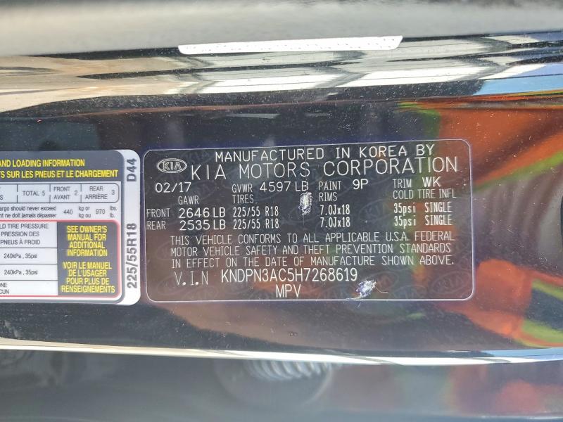 2017 Kia Sportage მანქანა იყიდება აუქციონზე, vin: KNDPN3AC5H7268619, აუქციონის ნომერი: 50196336