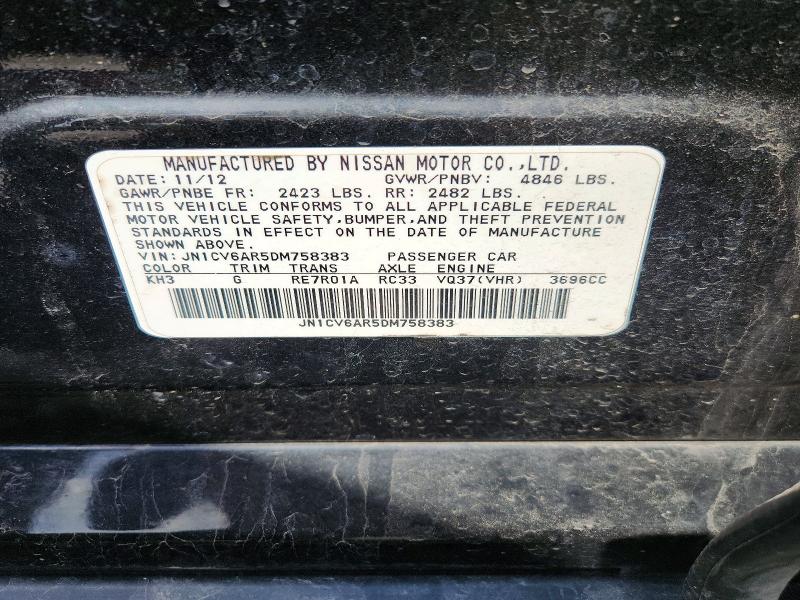 Aukcja sprzedaży 2013 Infiniti G37 Sedan, vin: JN1CV6AR5DM758383, numer aukcji: 50962466