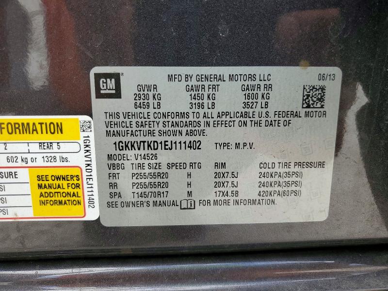 Продажа на аукционе авто 2014 Gmc Acadia, vin: 1GKKVTKD1EJ111402, номер лота: 49993046