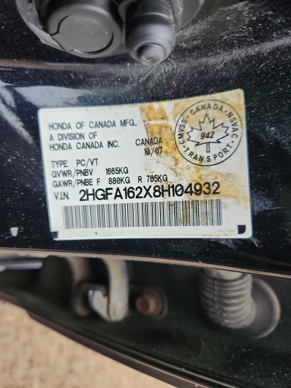 Продаж на аукціоні авто 2008 Honda Civic, vin: 2HGFA162X8H104932, номер лоту: 49296926