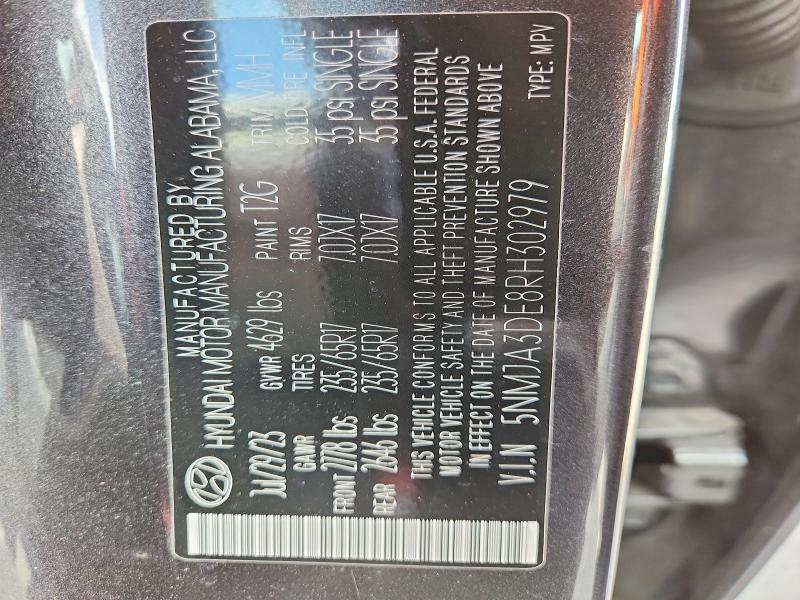 Aukcja sprzedaży 2024 Hyundai Tucson, vin: 5NMJA3DE8RH302979, numer aukcji: 48425426