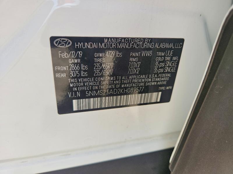 Продажа на аукционе авто 2019 Hyundai Santa Fe, vin: 5NMS23AD2KH089577, номер лота: 51170786