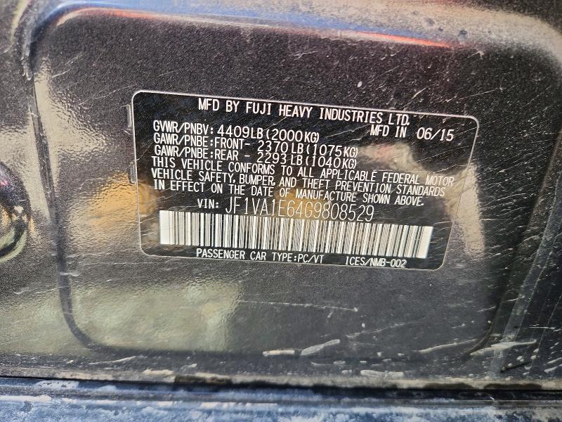 Auction sale of the 2016 Subaru Wrx, vin: JF1VA1E64G9808529, lot number: 49878376