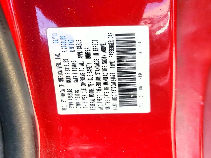 Aukcja sprzedaży 2013 Honda Accord, vin: 1HGCT1B72DA024872, numer aukcji: 77177085