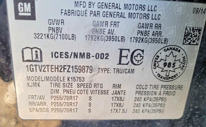 Aukcja sprzedaży 2015 Gmc Sierra, vin: 1GTV2TEH2FZ159879, numer aukcji: 49570216