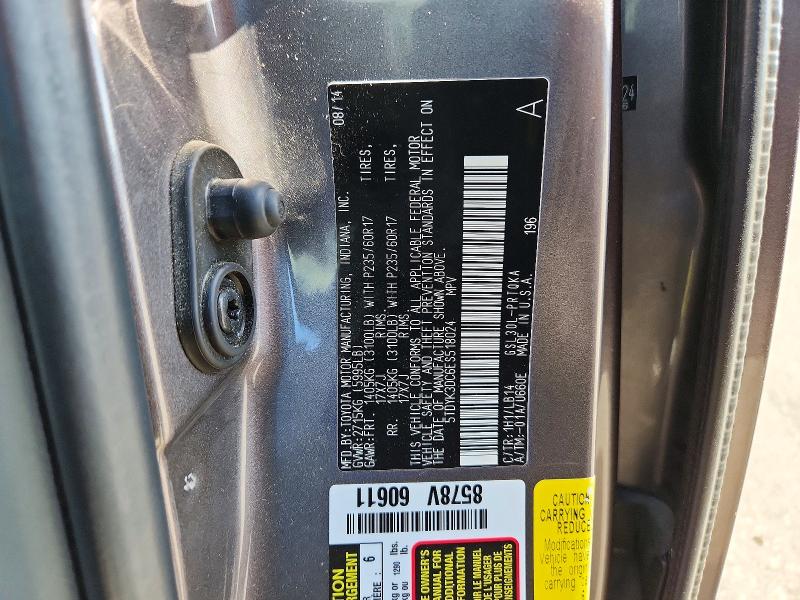 50559486 :رقم المزاد ، 5TDYK3DC6ES518024 vin ، 2014 Toyota Sienna مزاد بيع