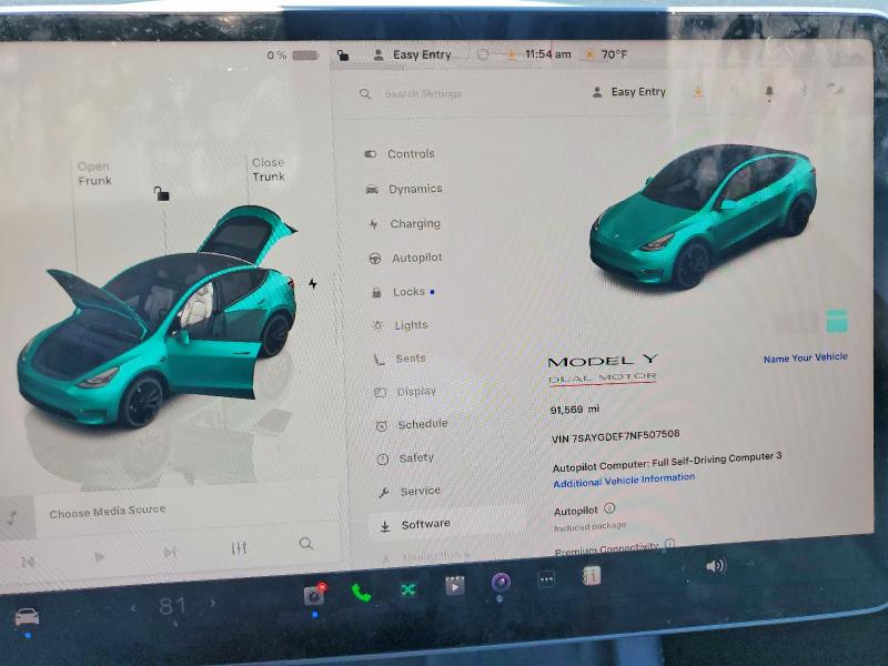 Продажа на аукционе авто 2022 Tesla Model Y, vin: 7SAYGDEF7NF507508, номер лота: 50481556