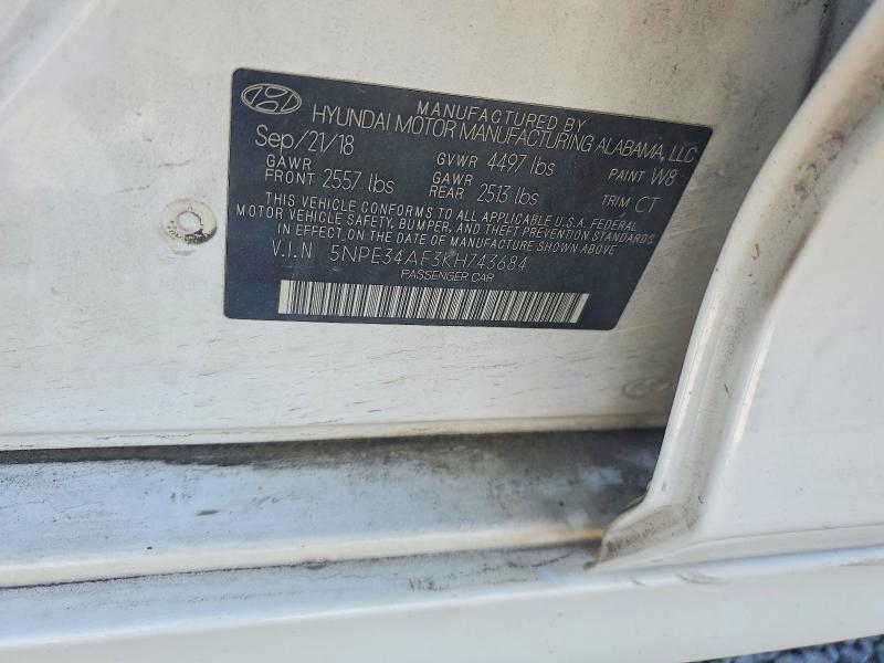 2019 Hyundai Sonata მანქანა იყიდება აუქციონზე, vin: 5NPE34AF3KH743684, აუქციონის ნომერი: 50364286