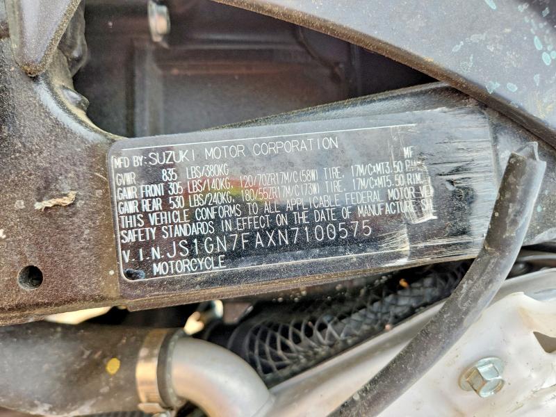 2022 Suzuki Gsx-r600 მანქანა იყიდება აუქციონზე, vin: JS1GN7FAXN7100575, აუქციონის ნომერი: 50267586