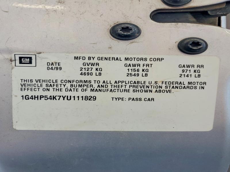 2000 Buick Lesabre მანქანა იყიდება აუქციონზე, vin: 1G4HP54K7YU111829, აუქციონის ნომერი: 47974126