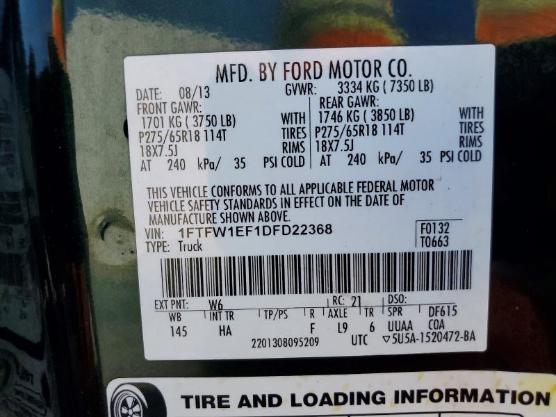 Aukcja sprzedaży 2013 Ford F150, vin: 1FTFW1EF1DFD22368, numer aukcji: 50275306