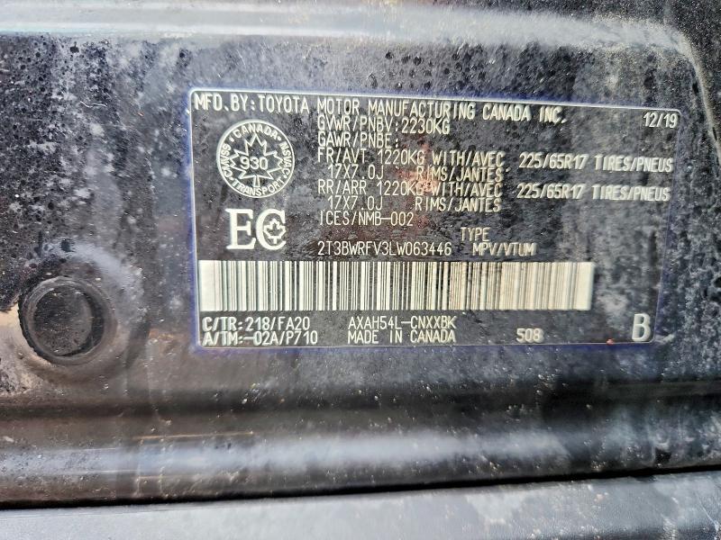 Aukcja sprzedaży 2020 Toyota Rav4, vin: 2T3BWRFV3LW063446, numer aukcji: 46689806