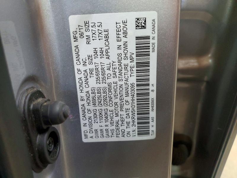 Продаж на аукціоні авто 2017 Honda Cr-v, vin: 2HKRW5H31HH403095, номер лоту: 50059936