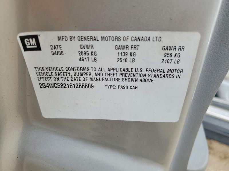 Aukcja sprzedaży 2006 Buick Lacrosse, vin: 2G4WC582161286809, numer aukcji: 77404315