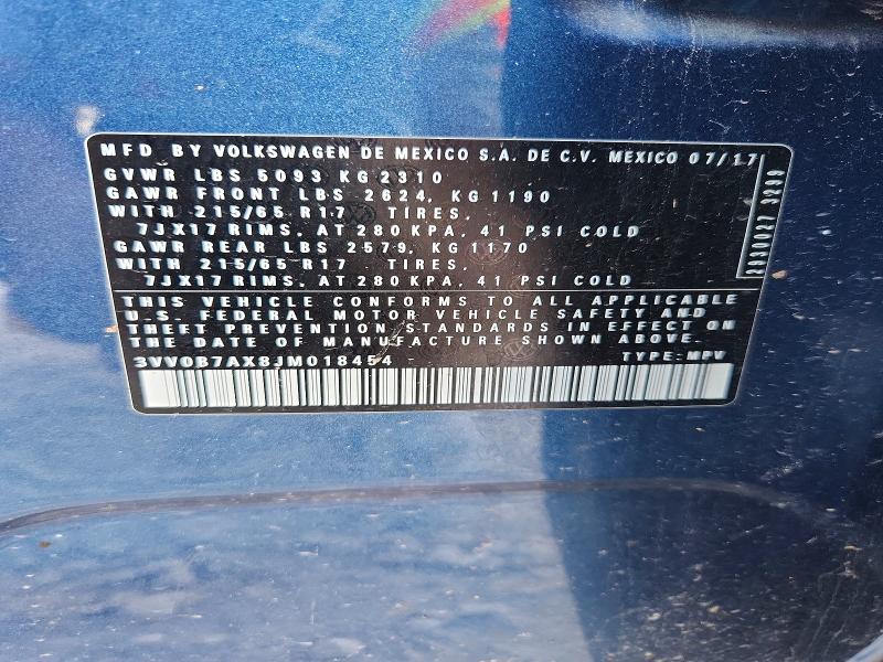 Продажа на аукционе авто 2018 Volkswagen Tiguan, vin: 3VV0B7AX8JM018454, номер лота: 49396126