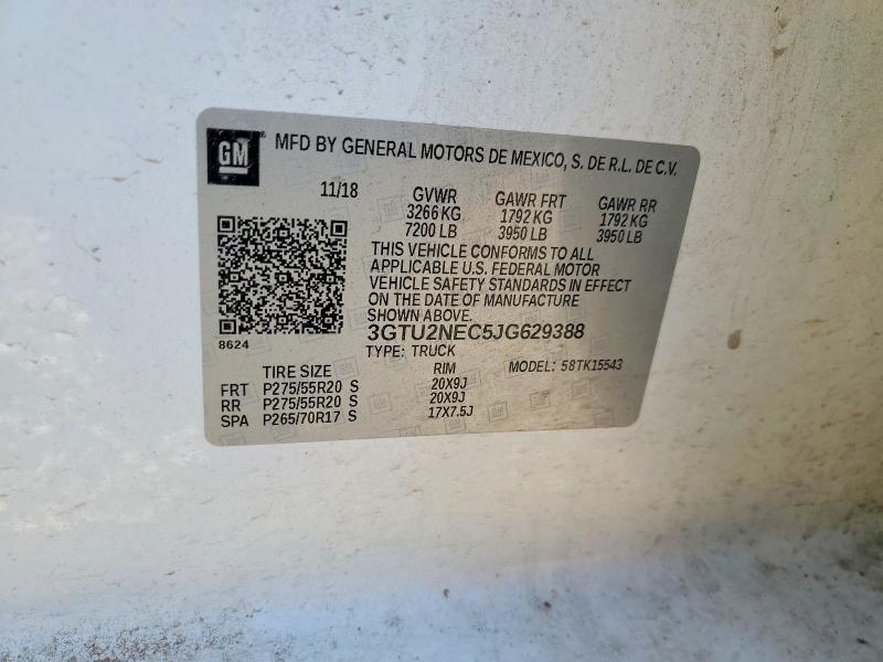 48017636 :رقم المزاد ، 3GTU2NEC5JG629388 vin ، 2018 Gmc Sierra مزاد بيع