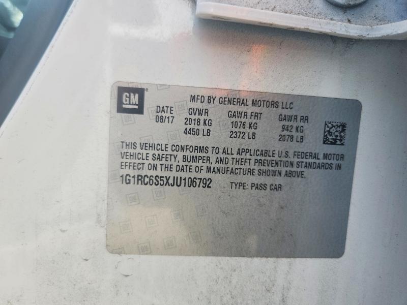 Aukcja sprzedaży 2018 Chevrolet Volt, vin: 1G1RC6S5XJU106792, numer aukcji: 48483026