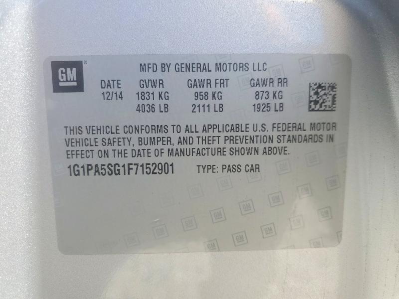 Продажа на аукционе авто 2015 Chevrolet Cruze, vin: 1G1PA5SG1F7152901, номер лота: 49415596