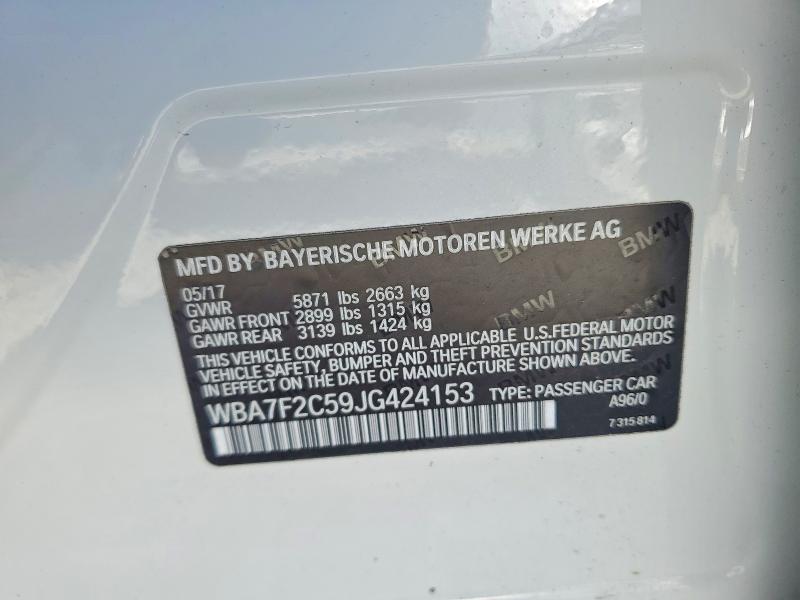 46988136 :رقم المزاد ، WBA7F2C59JG424153 vin ، 2018 Bmw 750 مزاد بيع