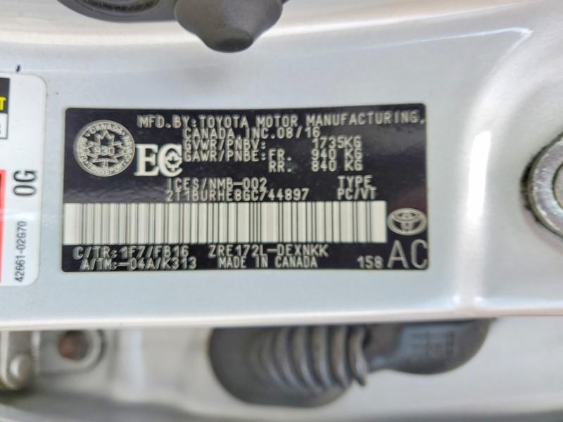 50816706 :رقم المزاد ، 2T1BURHE8GC744897 vin ، 2016 Toyota Corolla مزاد بيع
