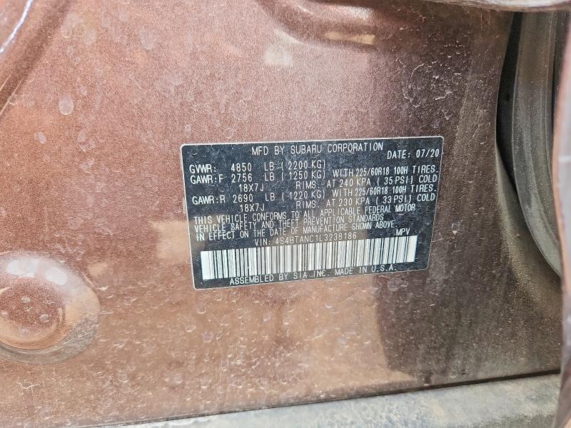 50179336 :رقم المزاد ، 4S4BTANC1L3238186 vin ، 2020 Subaru Outback مزاد بيع
