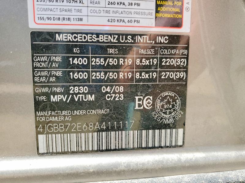 Auction sale of the 2008 Mercedes-benz Ml, vin: 4JGBB72E68A411117, lot number: 51658296