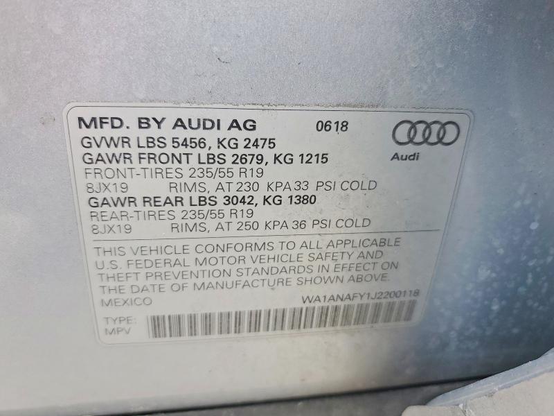 Продаж на аукціоні авто 2018 Audi Q5, vin: WA1ANAFY1J2200118, номер лоту: 50895826