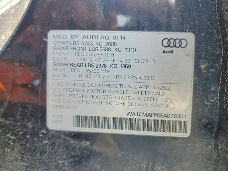 Aukcja sprzedaży 2014 Audi Q5, vin: WA1CMAFP0EA078351, numer aukcji: 49705856