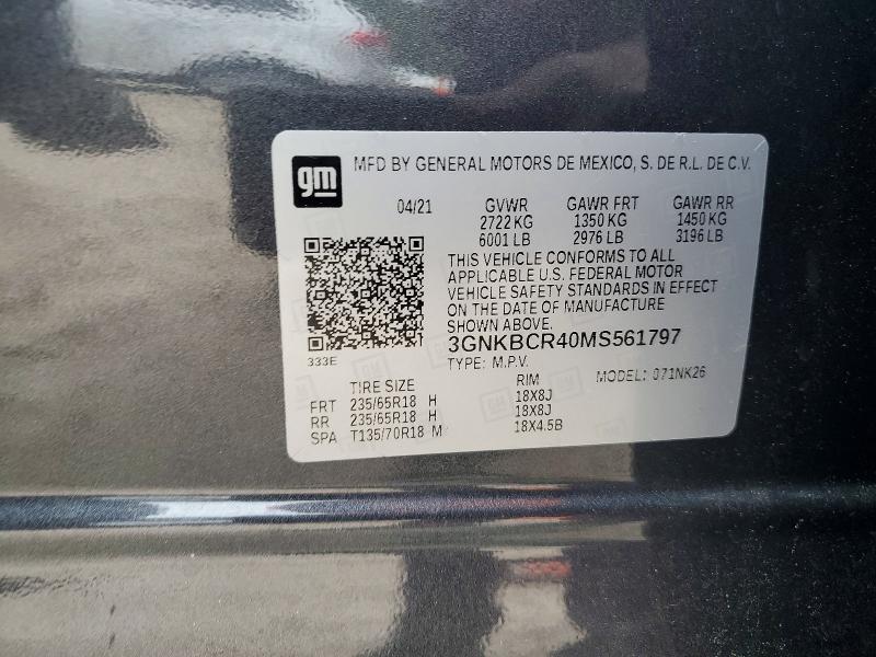 51326436 :رقم المزاد ، 3GNKBCR40MS561797 vin ، 2021 Chevrolet Blazer مزاد بيع
