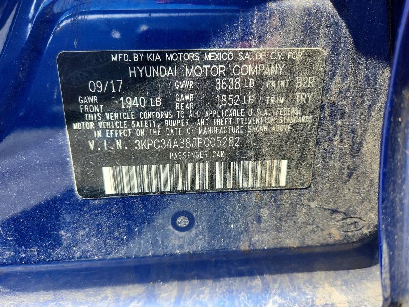 Продажа на аукционе авто 2018 Hyundai Accent, vin: 3KPC34A38JE005282, номер лота: 51478946