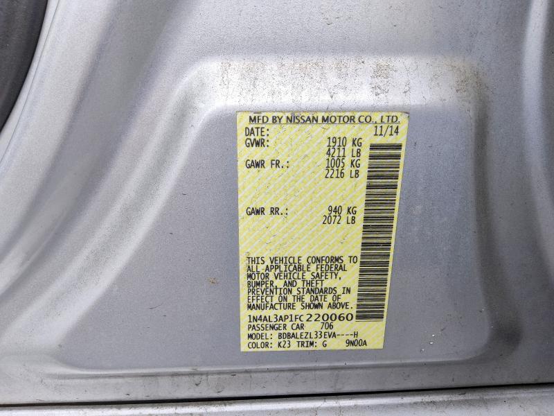49965726 :رقم المزاد ، 1N4AL3AP1FC220060 vin ، 2015 Nissan Altima مزاد بيع