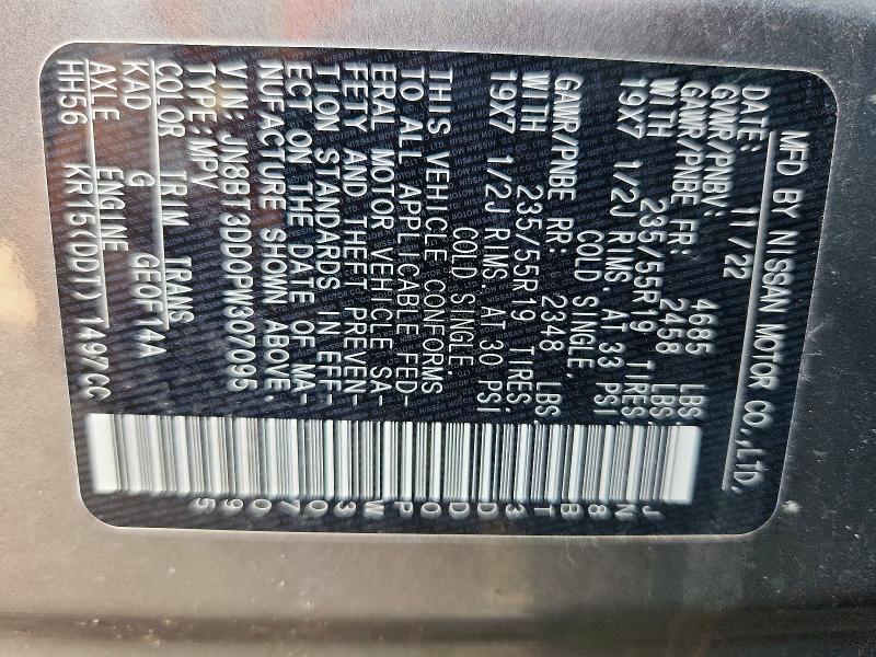 50095256 :رقم المزاد ، JN8BT3DD0PW307095 vin ، 2023 Nissan Rogue مزاد بيع