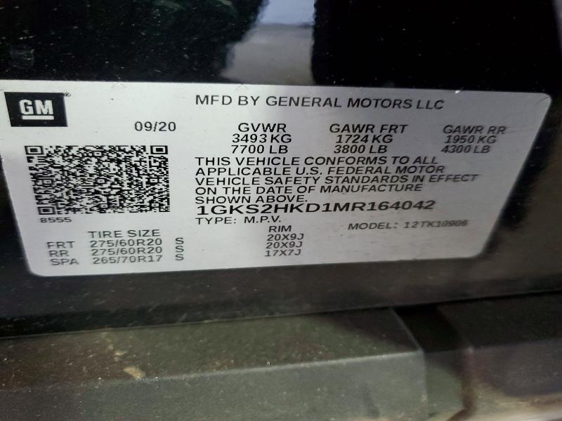 2021 Gmc Yukon Xl მანქანა იყიდება აუქციონზე, vin: 1GKS2HKD1MR164042, აუქციონის ნომერი: 50058356