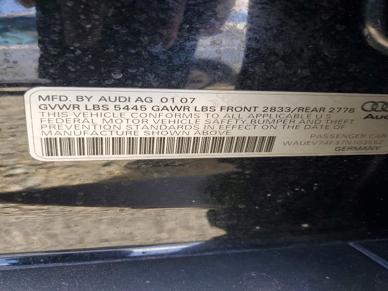 Aukcja sprzedaży 2007 Audi A6, vin: WAUEV74F37N103552, numer aukcji: 49816046