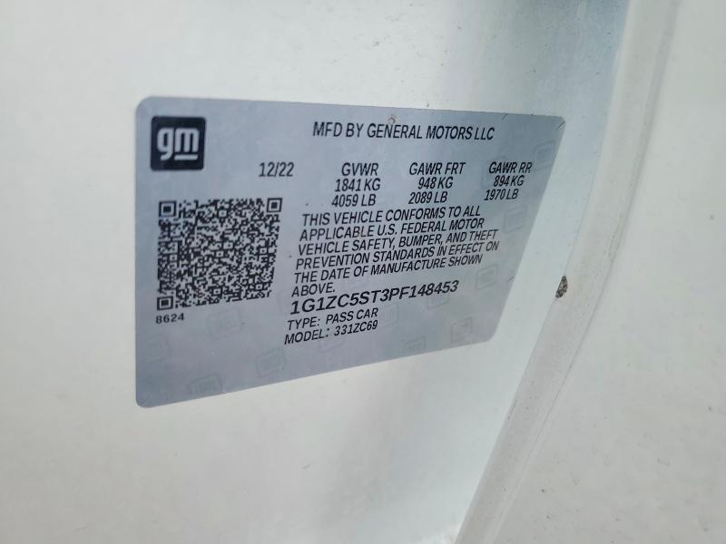 Aukcja sprzedaży 2023 Chevrolet Malibu, vin: 1G1ZC5ST3PF148453, numer aukcji: 48815336
