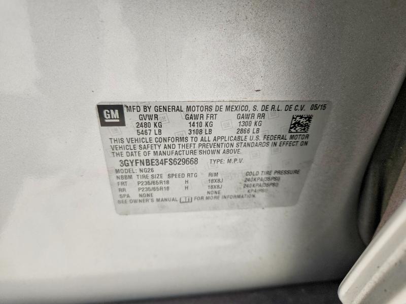 48442736 :رقم المزاد ، 3GYFNBE34FS629668 vin ، 2015 Cadillac Srx مزاد بيع