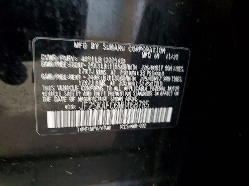 2021 Subaru Forester მანქანა იყიდება აუქციონზე, vin: JF2SKAFC6MH468785, აუქციონის ნომერი: 51512736