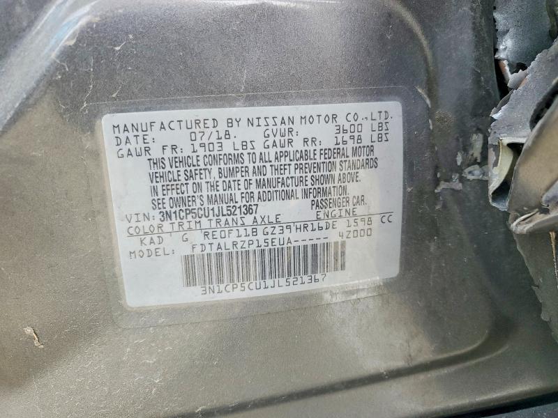 48502506 :رقم المزاد ، 3N1CP5CU1JL521367 vin ، 2018 Nissan Kicks مزاد بيع