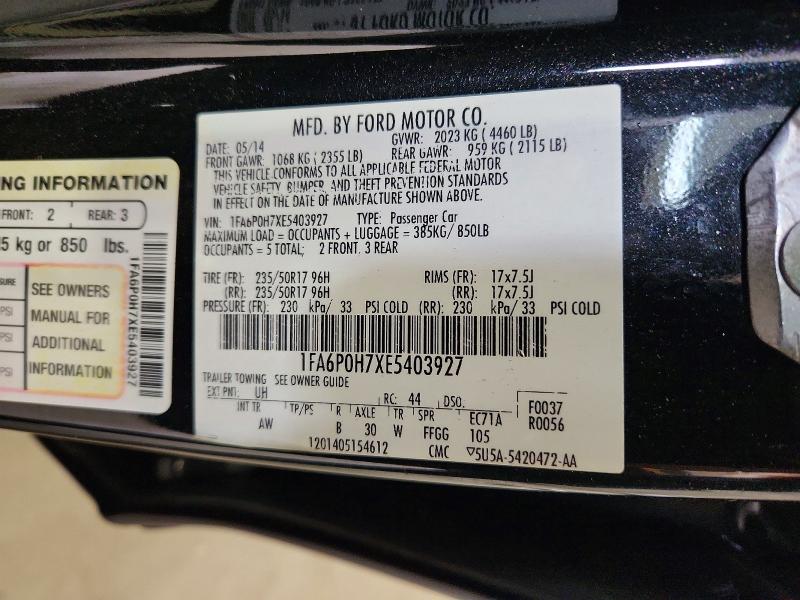 Aukcja sprzedaży 2014 Ford Fusion, vin: 1FA6P0H7XE5403927, numer aukcji: 51682686