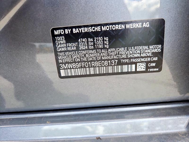 Продаж на аукціоні авто 2024 Bmw 330xi, vin: 3MW89FF01R8E08137, номер лоту: 51007626