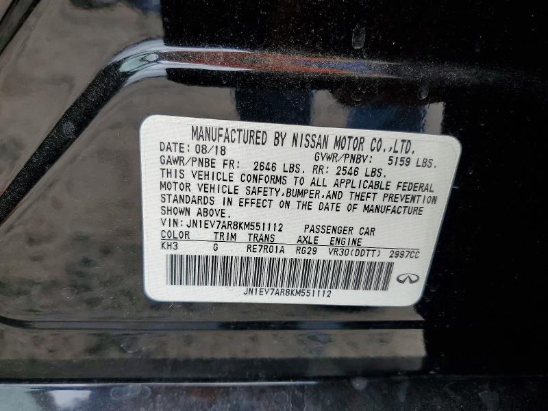 Продаж на аукціоні авто 2019 Infiniti Q50, vin: JN1EV7AR8KM551112, номер лоту: 50085696