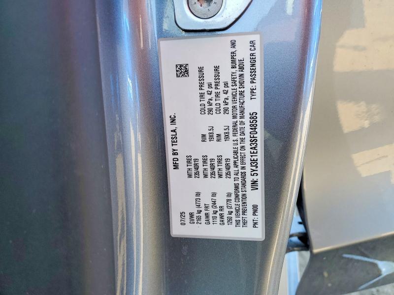 Продажа на аукционе авто 2025 Tesla Model 3, vin: 5YJ3E1EA3SF048585, номер лота: 48830946