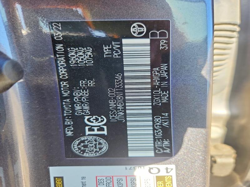 51160216 :رقم المزاد ، JTNKHMBX8N1133346 vin ، 2022 Toyota C-hr مزاد بيع