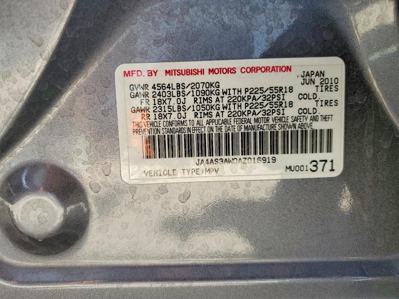 Продаж на аукціоні авто 2010 Mitsubishi Outlander, vin: JA4AS3AW0AZ016919, номер лоту: 48954556