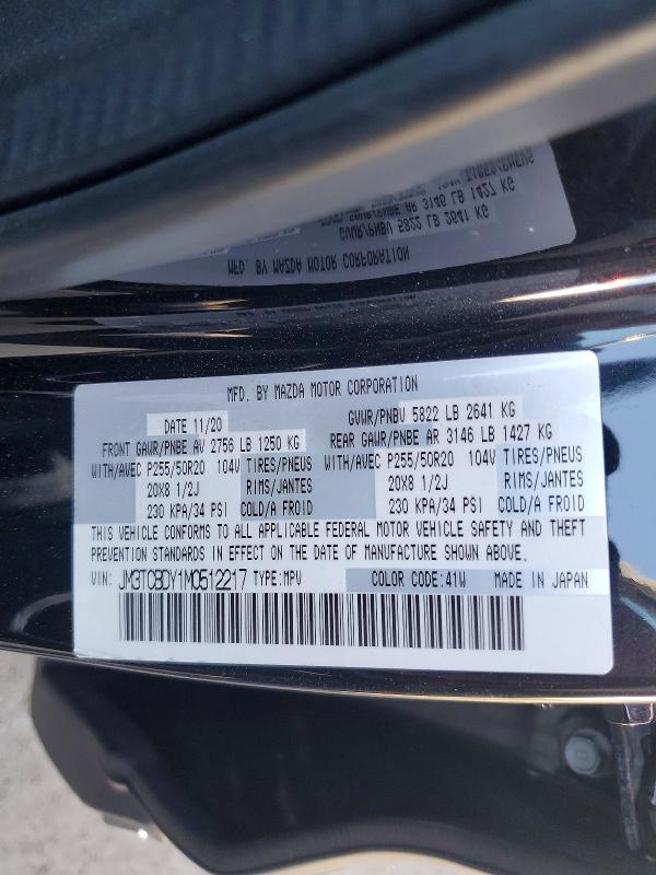 Продаж на аукціоні авто 2021 Mazda Cx-9, vin: JM3TCBDY1M0512217, номер лоту: 51378146